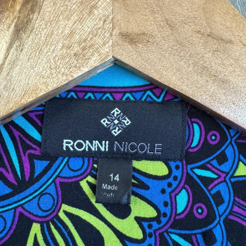 Ronni Nicole Retro Midi Dress Women’s Plus Size 14 Paisley Slinky Boho Babydoll